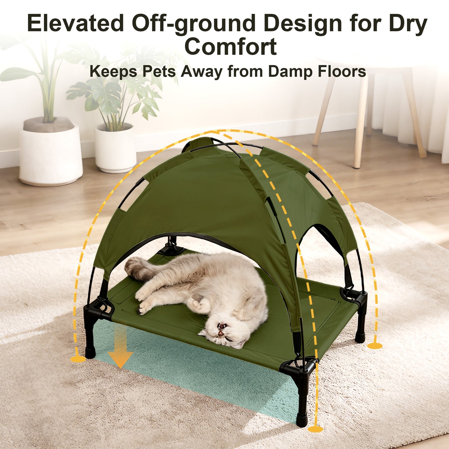 Twinsing Indoor Outdoor Camping Backyard Portable Raised Cot Waterproof Cooling Tent Elevated Dog & Cat Bed, Green