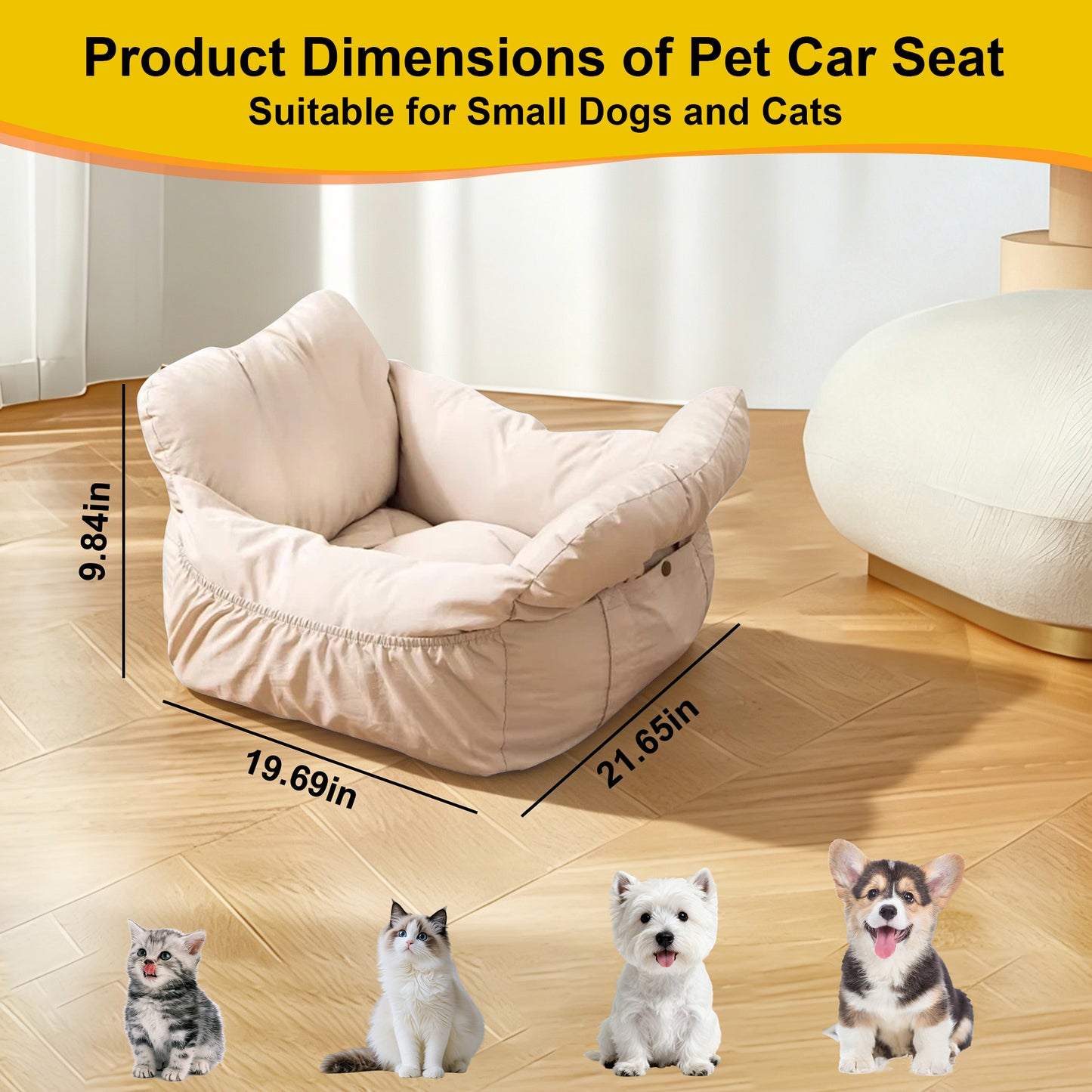 Twinsing Multi-Use Portable Waterproof Dog Booster Seat Carrier with Adjustable Height, Beige