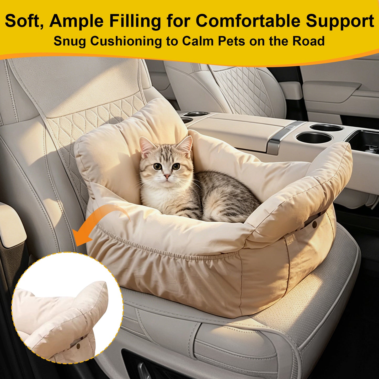 Twinsing Multi-Use Portable Waterproof Dog Booster Seat Carrier with Adjustable Height, Beige
