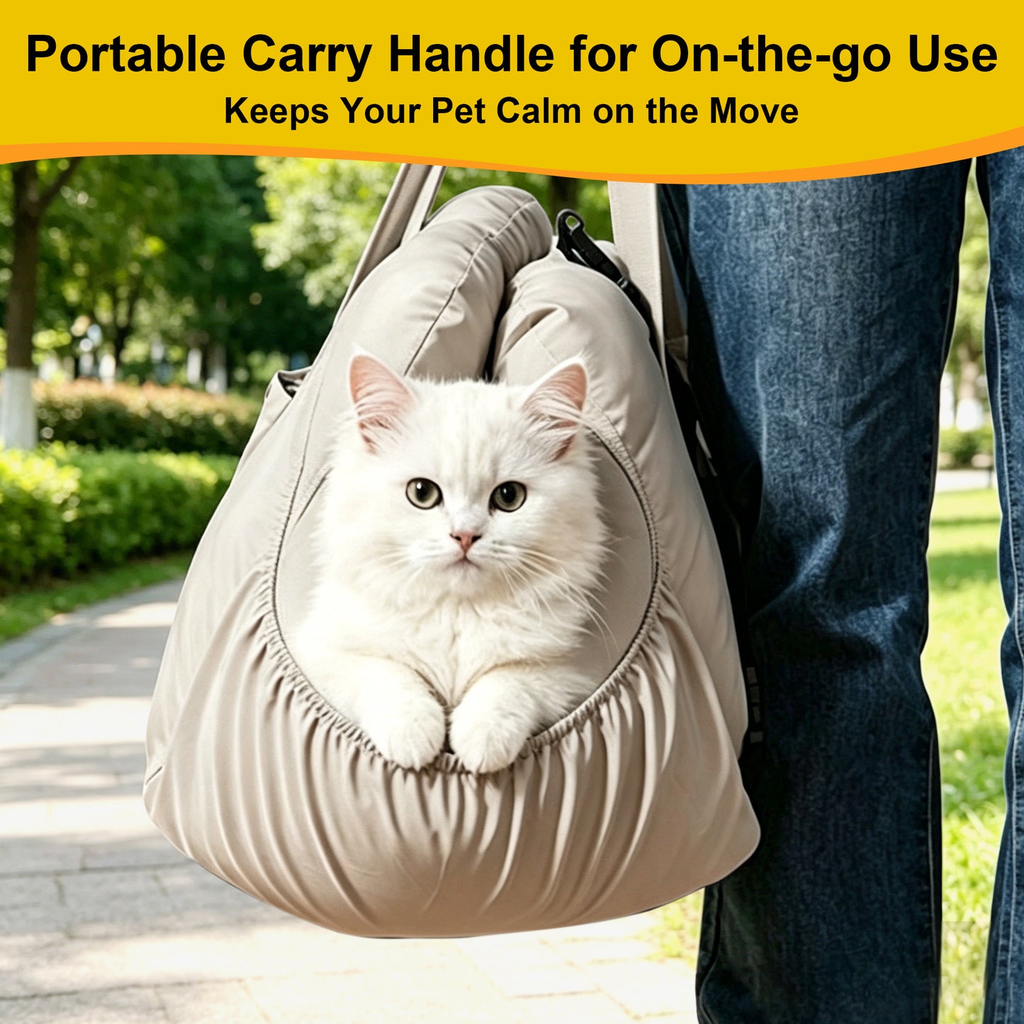 Twinsing Multi-Use Portable Waterproof Dog Booster Seat Carrier with Adjustable Height, Beige