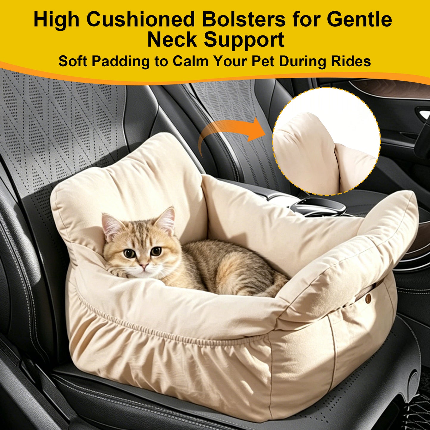 Twinsing Multi-Use Portable Waterproof Dog Booster Seat Carrier with Adjustable Height, Beige