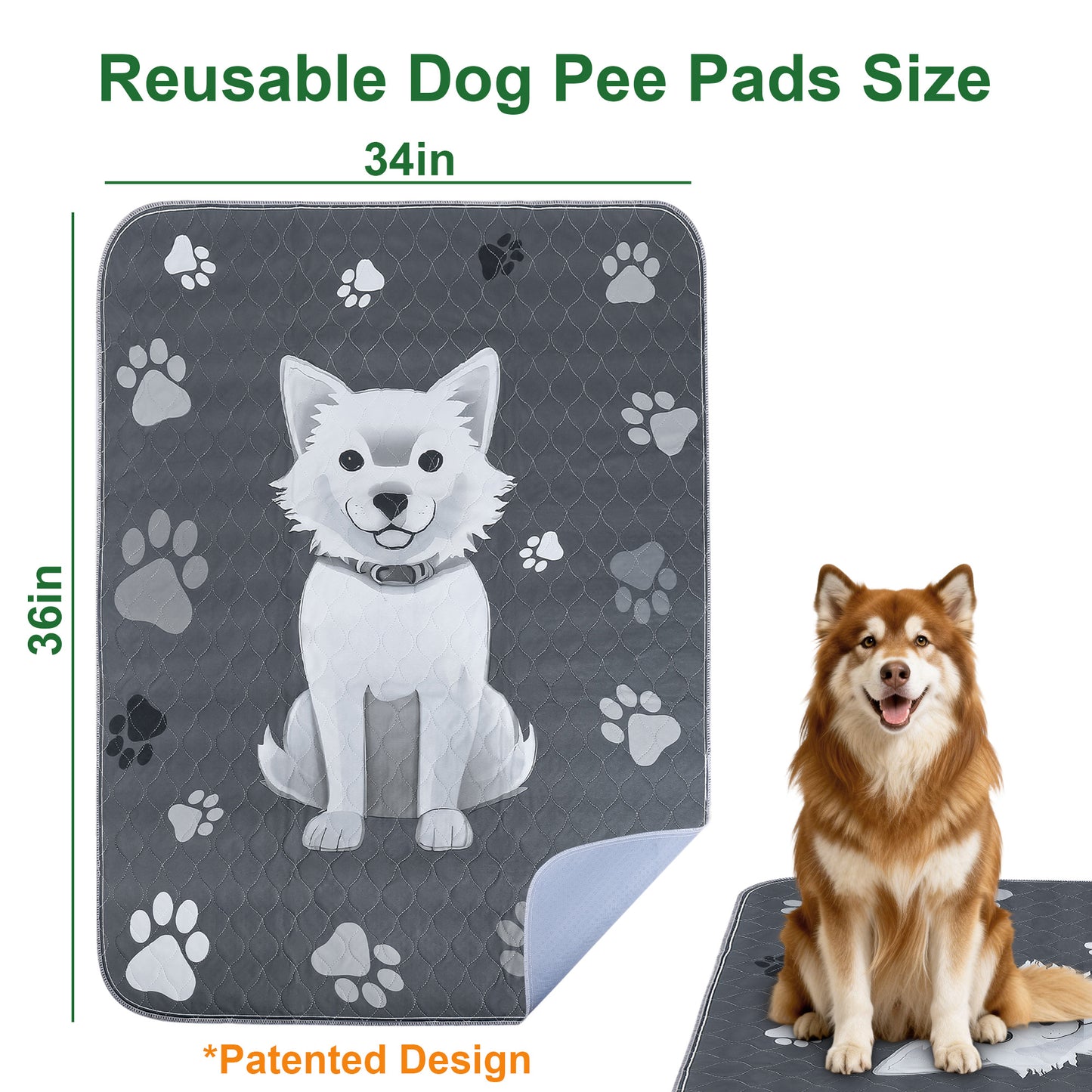 Newget Reusable Dog Pee Pads, 34 x 36-in, 2 count