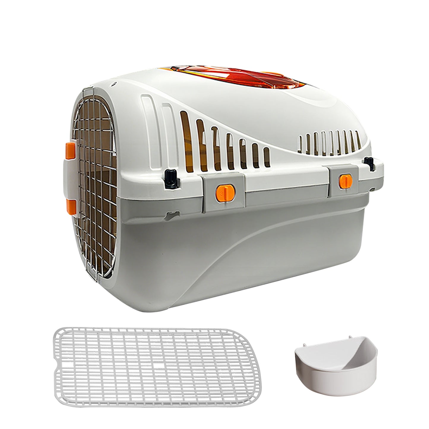 Twinsing Ventilated Design Detachable Carry Handle Bag Dog & Cat Carrier with Metal Doors, Gray, Large