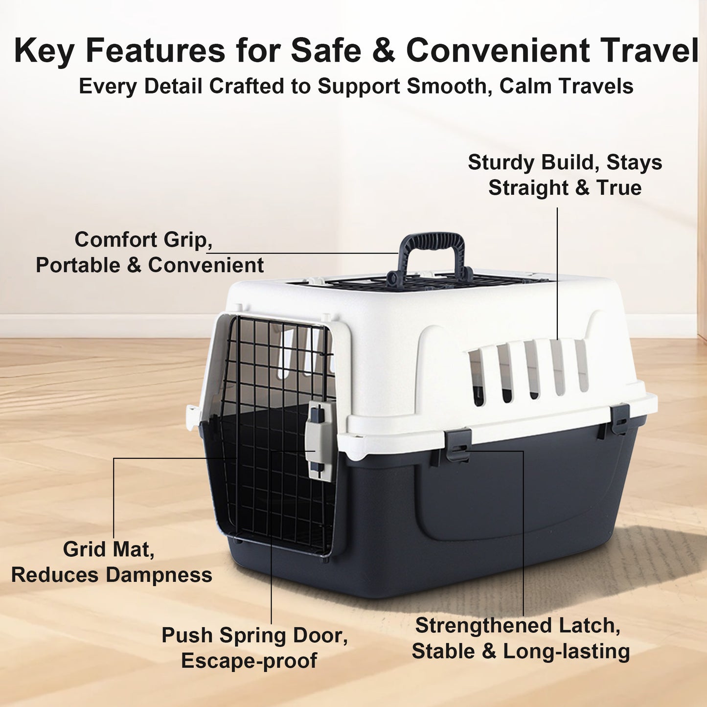 Twinsing Hard-Sided Ventilated Design Carry Handle Bag Dog & Cat Travel Carrier, Gray