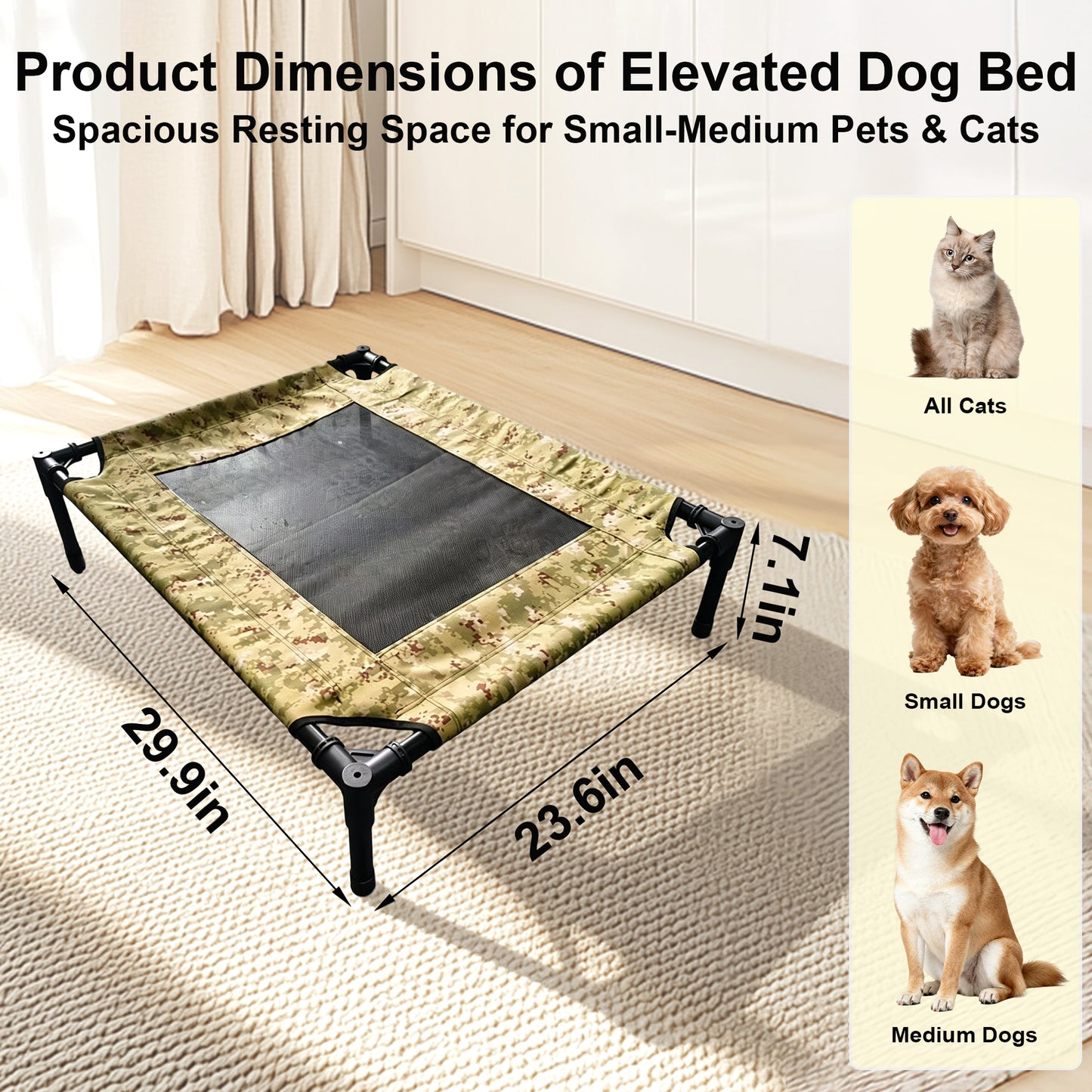 Twinsing Metal Frame Raised Cot Elevated Dog & Cat Bed with Breathable Mesh
