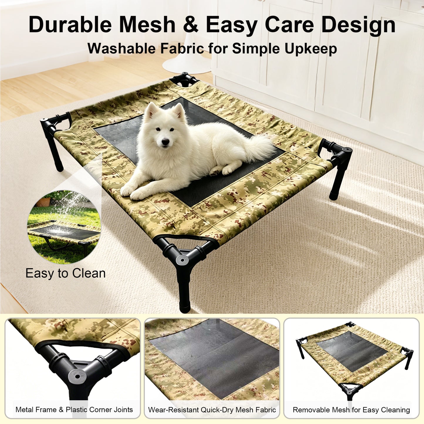 Twinsing Metal Frame Raised Cot Elevated Dog & Cat Bed with Breathable Mesh