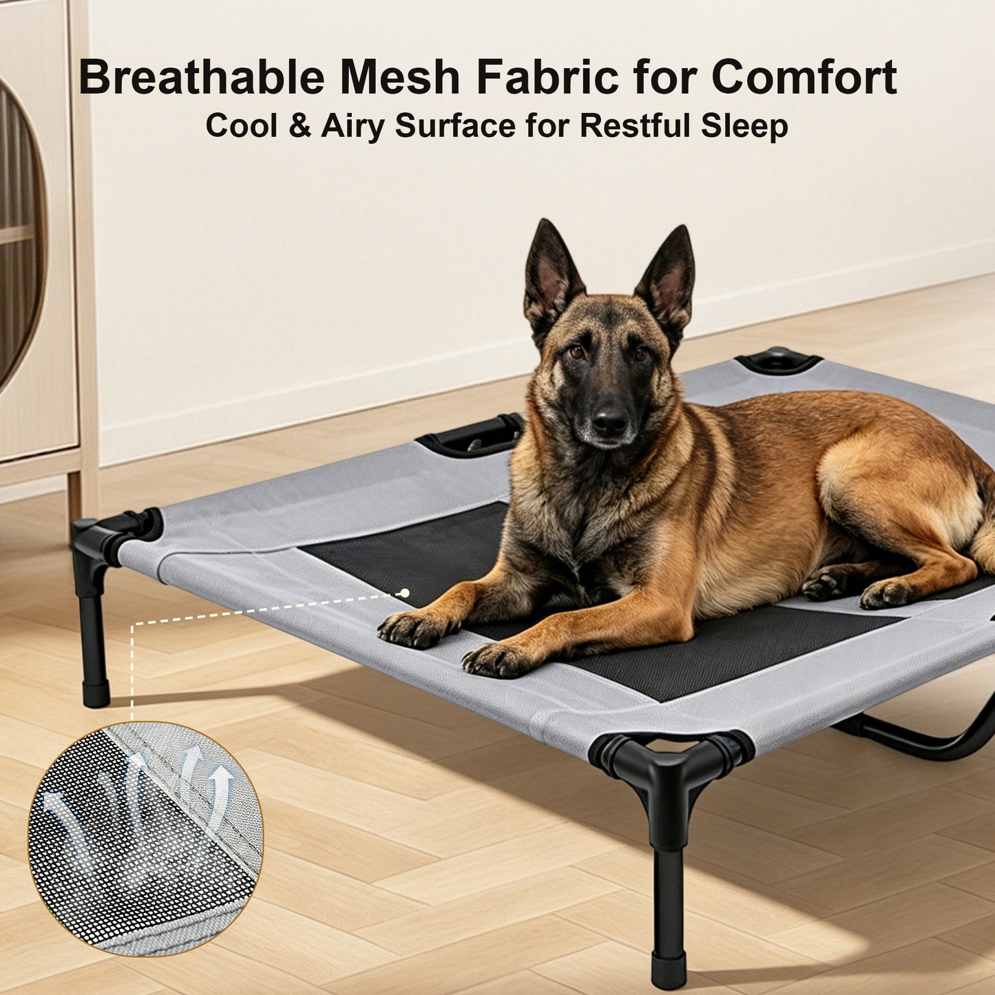 Twinsing Raised Cot Elevated Cooling Dog & Cat Bed with Breathable Mesh & Portable Collapsible Hammock, Grey