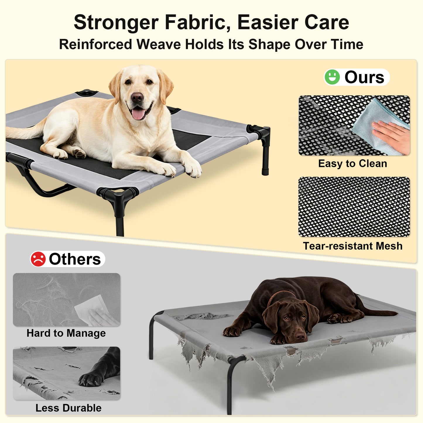 Twinsing Raised Cot Elevated Cooling Dog & Cat Bed with Breathable Mesh & Portable Collapsible Hammock, Grey