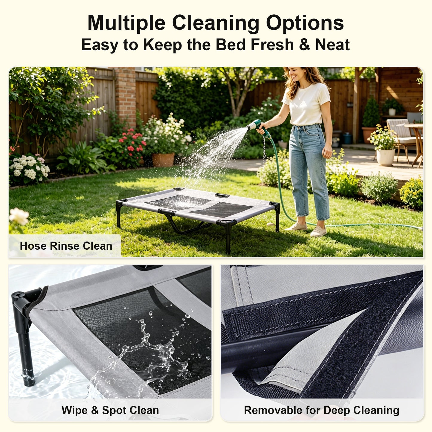 Twinsing Raised Cot Elevated Cooling Dog & Cat Bed with Breathable Mesh & Portable Collapsible Hammock, Grey