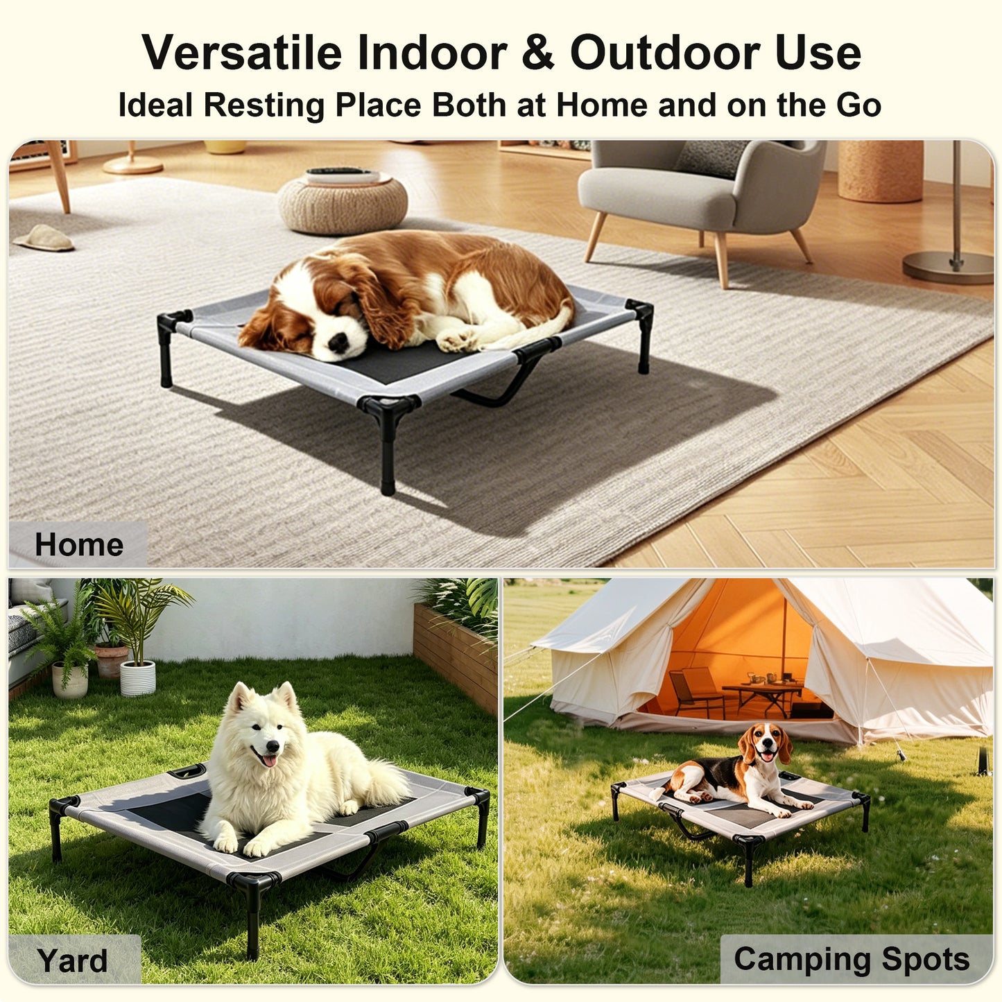 Twinsing Raised Cot Elevated Cooling Dog & Cat Bed with Breathable Mesh & Portable Collapsible Hammock, Grey