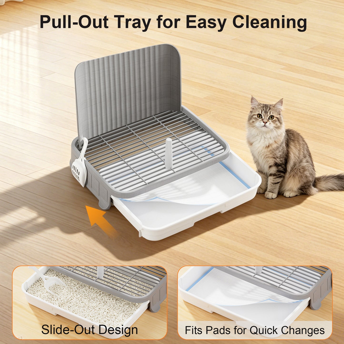 Newget Indoor Anti Stick Mesh, Target Training Post, Spill Proof Raised Edges & Drawer Design Small Dog Litter Box