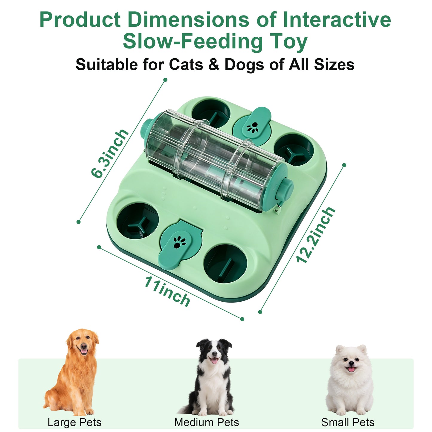 Twinsing Slow Feeding Roller with Flip Covers Interactive Treat Puzzle Dog & Cat Toy, Green