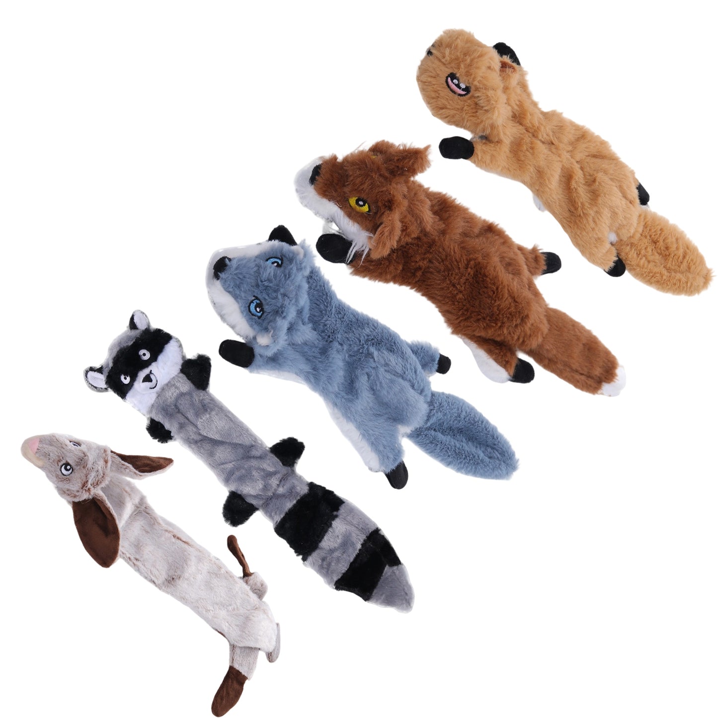 Newget Animal Shaped Interactive Chew Squeaky Plush Dog Toy, 5 count