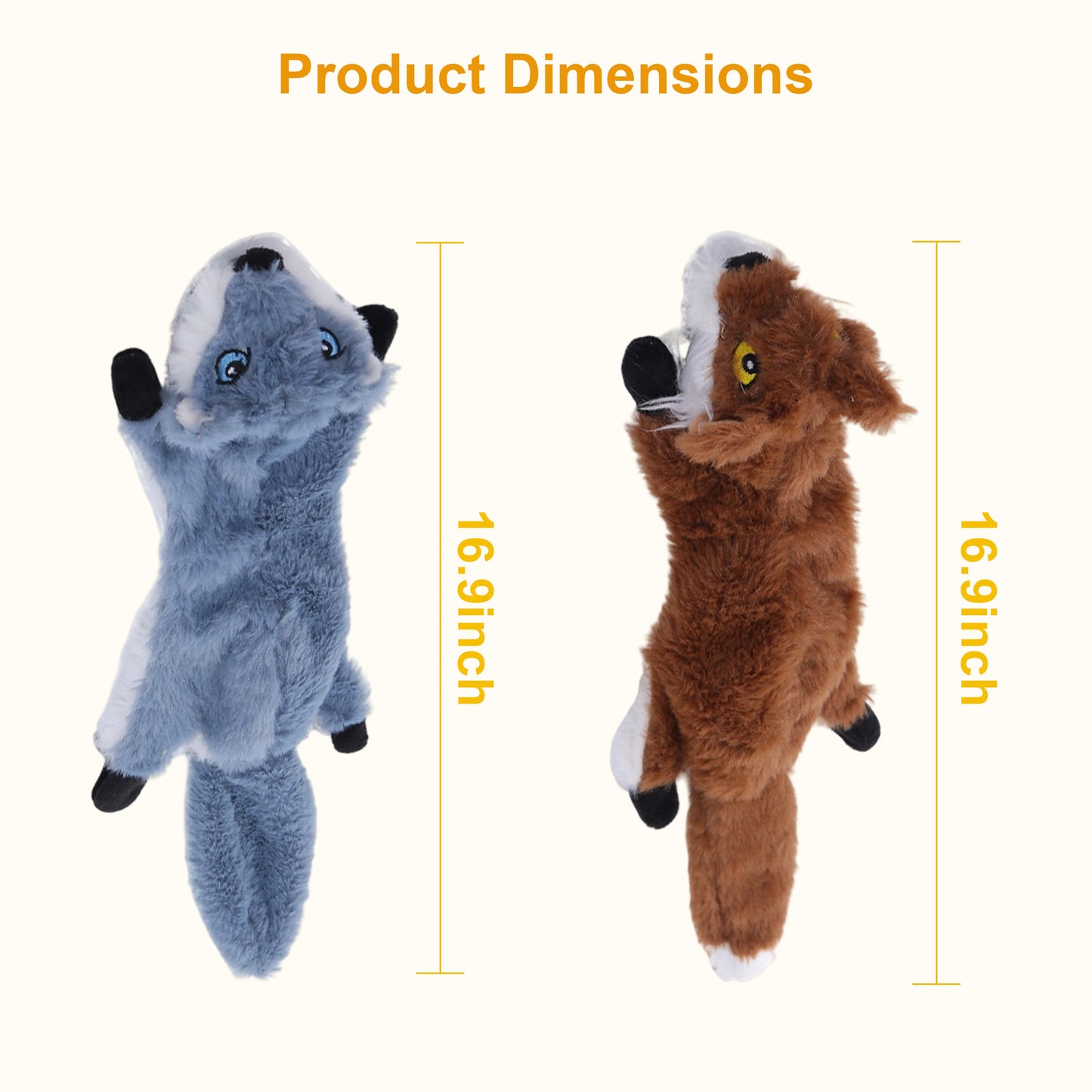 Newget Interactive Stuffed Chew Squeaky Plush Squirrel Dog Toy, 2 count