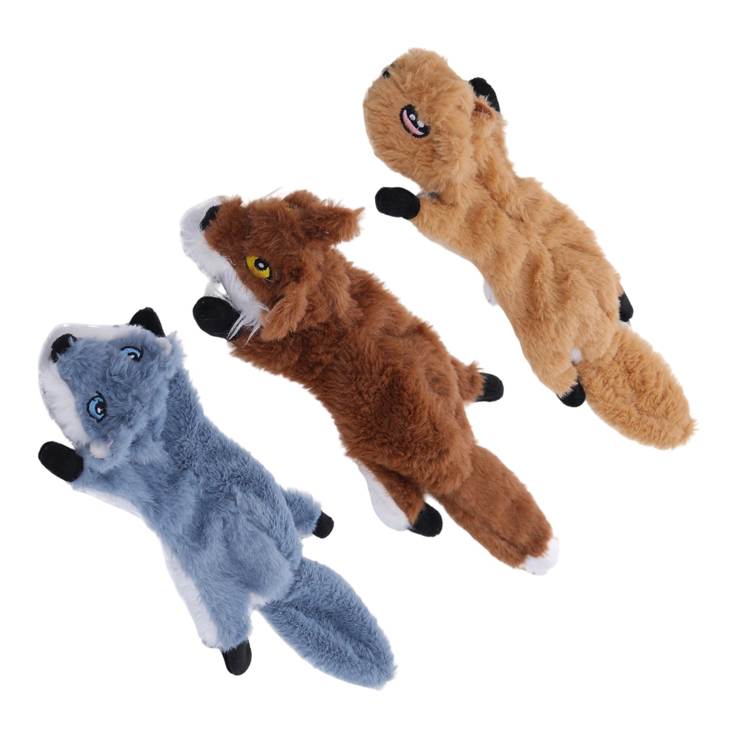 Newget Interactive Stuffed Chew Squeaky Plush Squirrel Dog Toy, 3 count