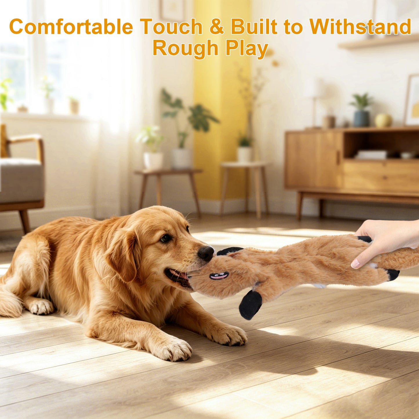 Newget Interactive Stuffed Chew Squeaky Plush Squirrel Dog Toy, 3 count