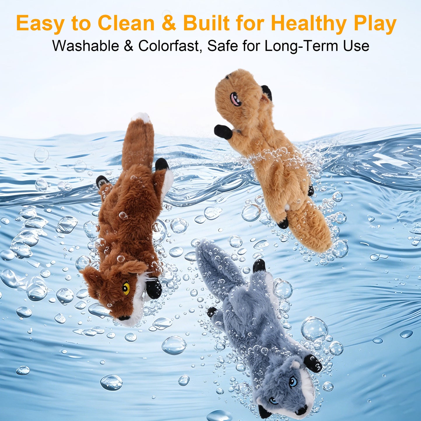 Newget Interactive Stuffed Chew Squeaky Plush Squirrel Dog Toy, 3 count