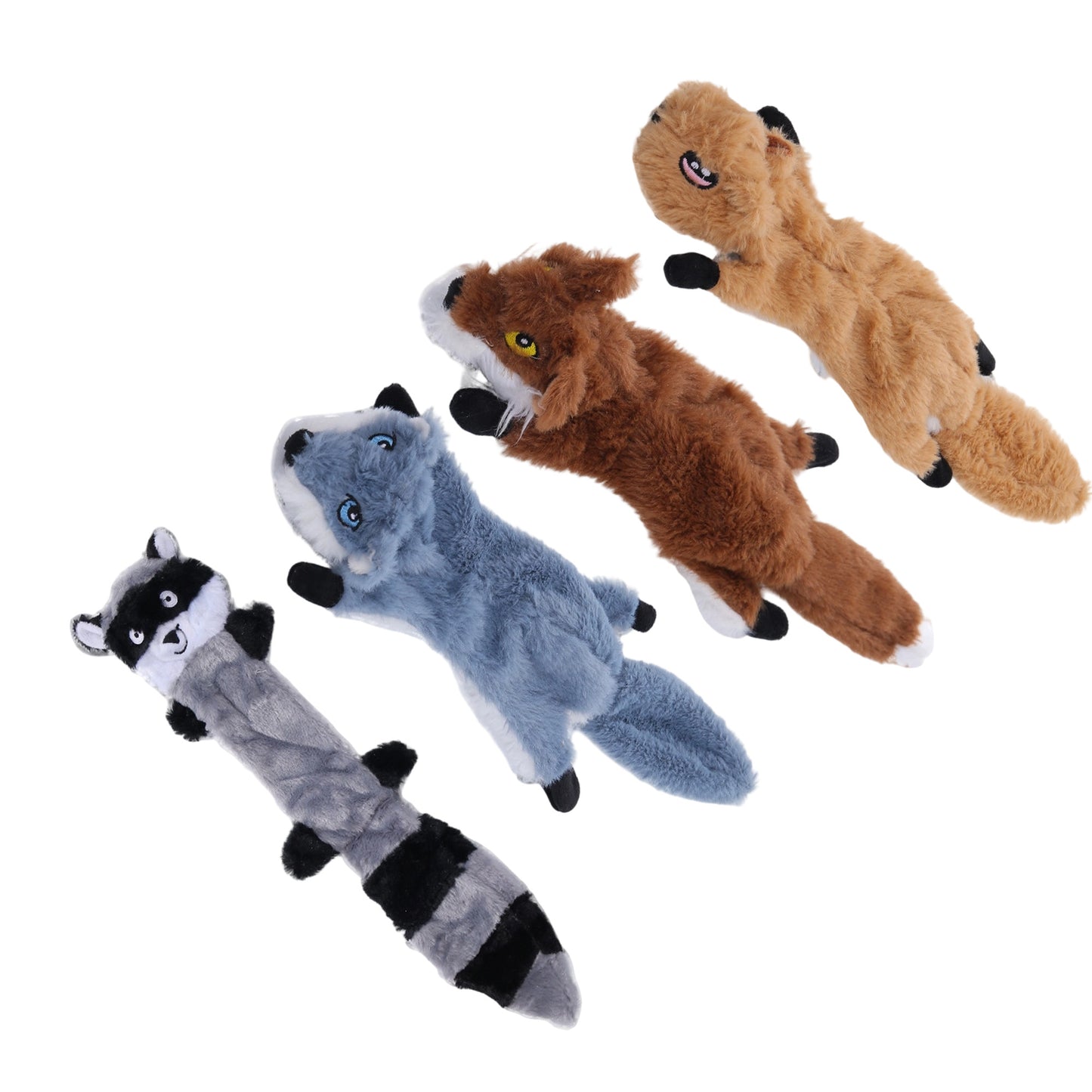 Newget Interactive Stuffed Chew Squeaky Plush Squirrel Dog Toy, 4 count