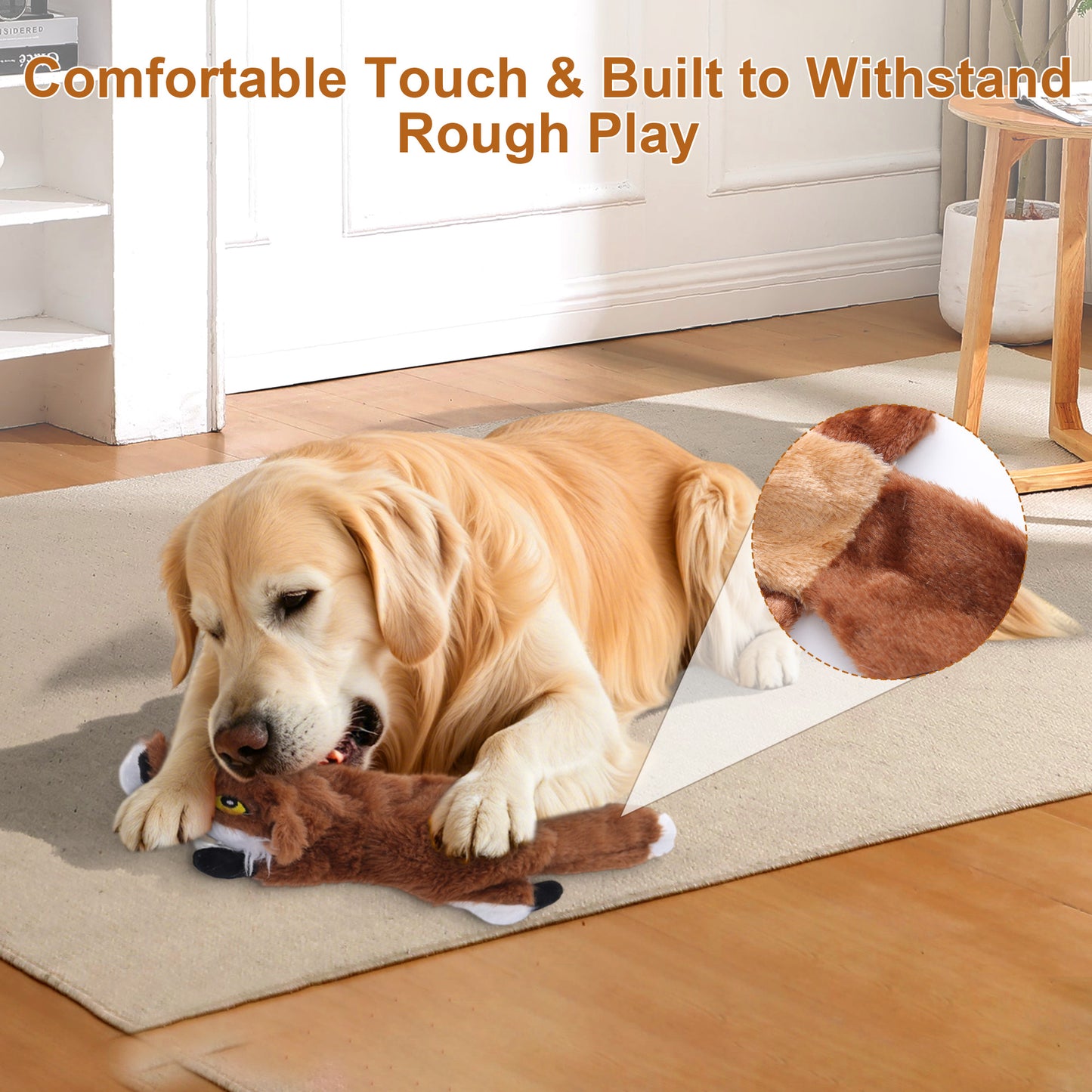 Newget Interactive Stuffed Chew Squeaky Plush Squirrel Dog Toy, 4 count
