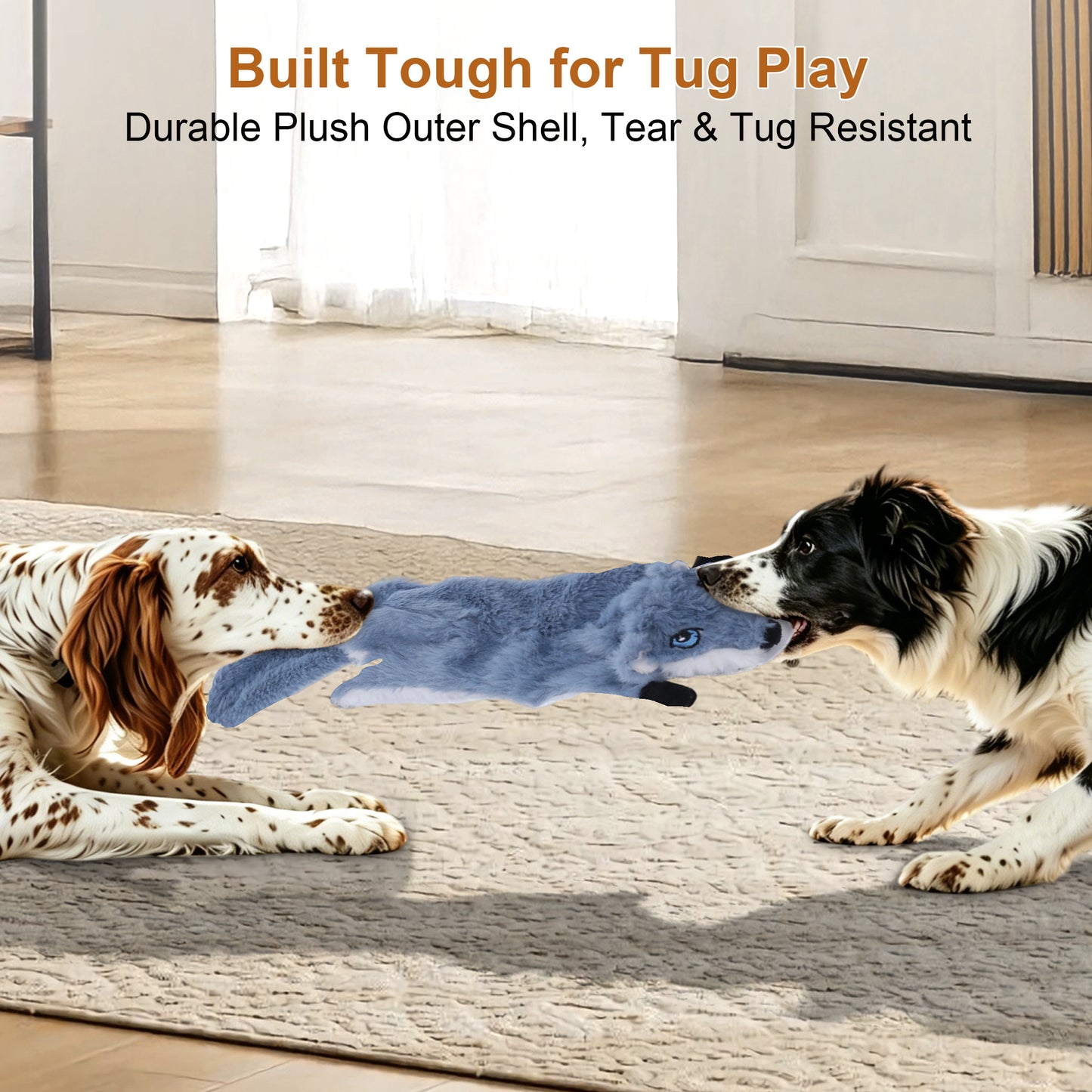 Newget Interactive Stuffed Chew Squeaky Plush Squirrel Dog Toy, 4 count