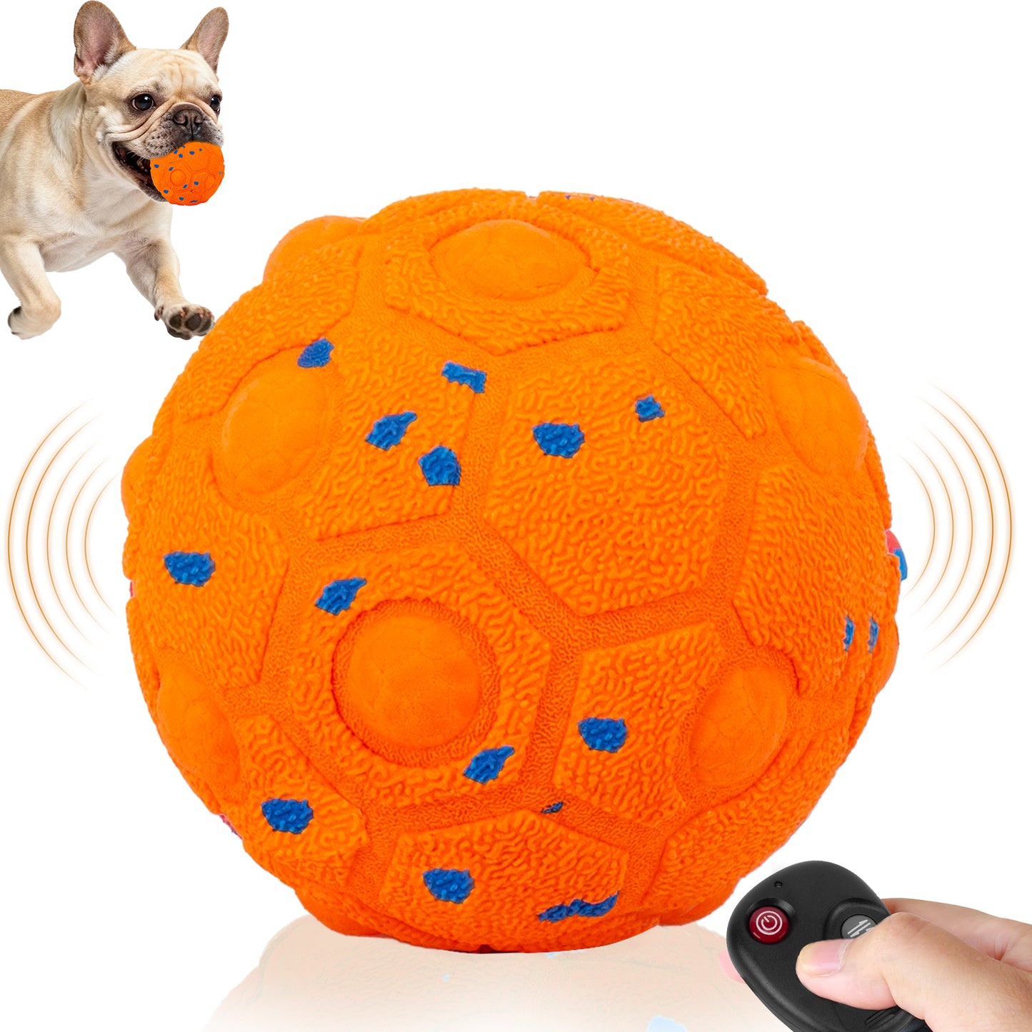 Newget Automatic Chew-Resistant Interactive Ball Dog Toy with Remote, Orange