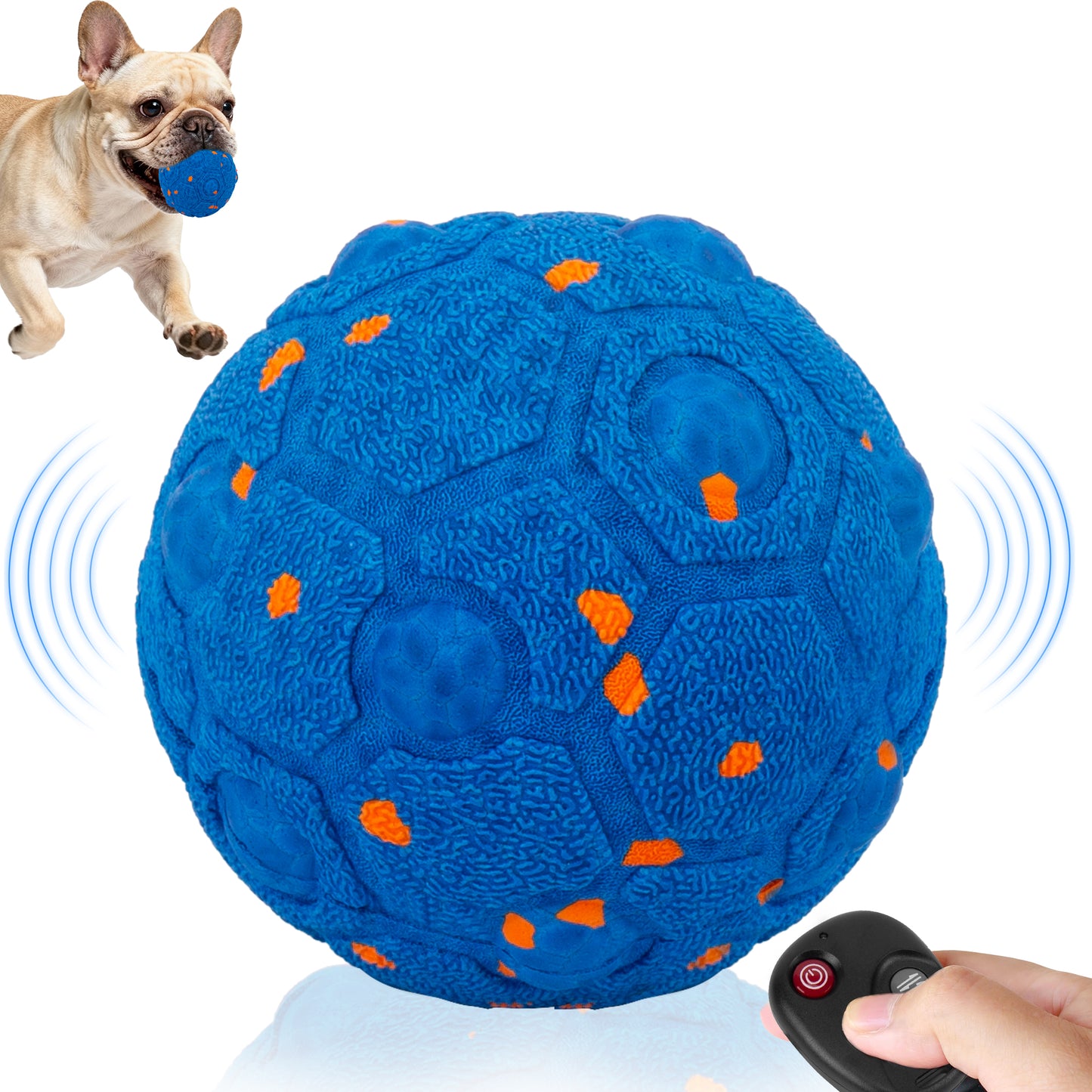 Newget Automatic Chew-Resistant Interactive Ball Dog Toy with Remote, Blue