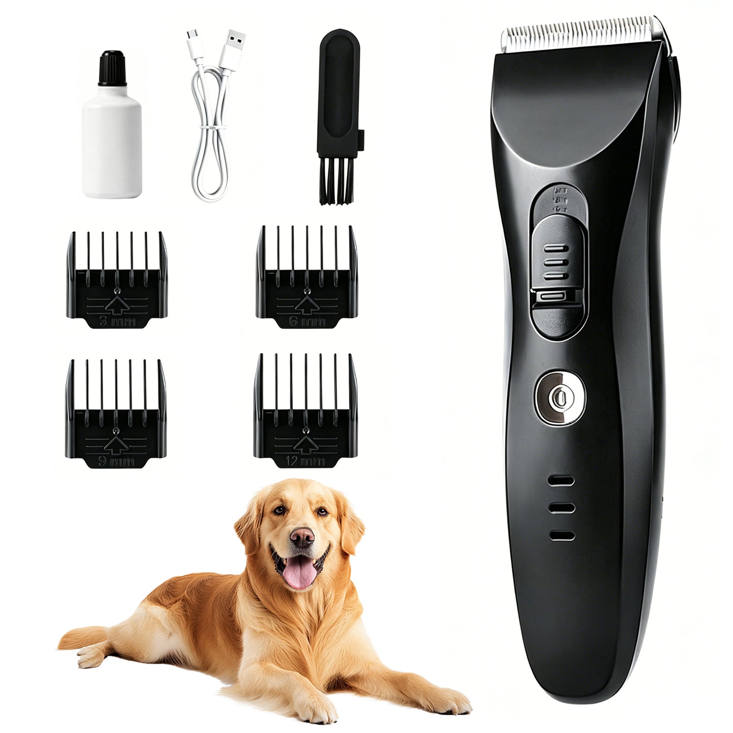 Twinsing Cordless Rechargeable Dog & Cat Hair Trimmer Clipper, Black