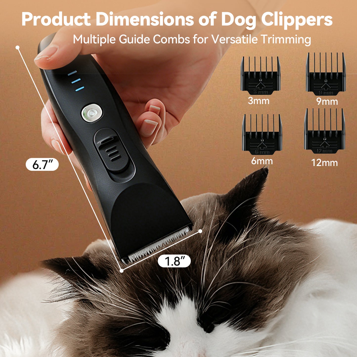Twinsing Cordless Rechargeable Dog & Cat Hair Trimmer Clipper, Black