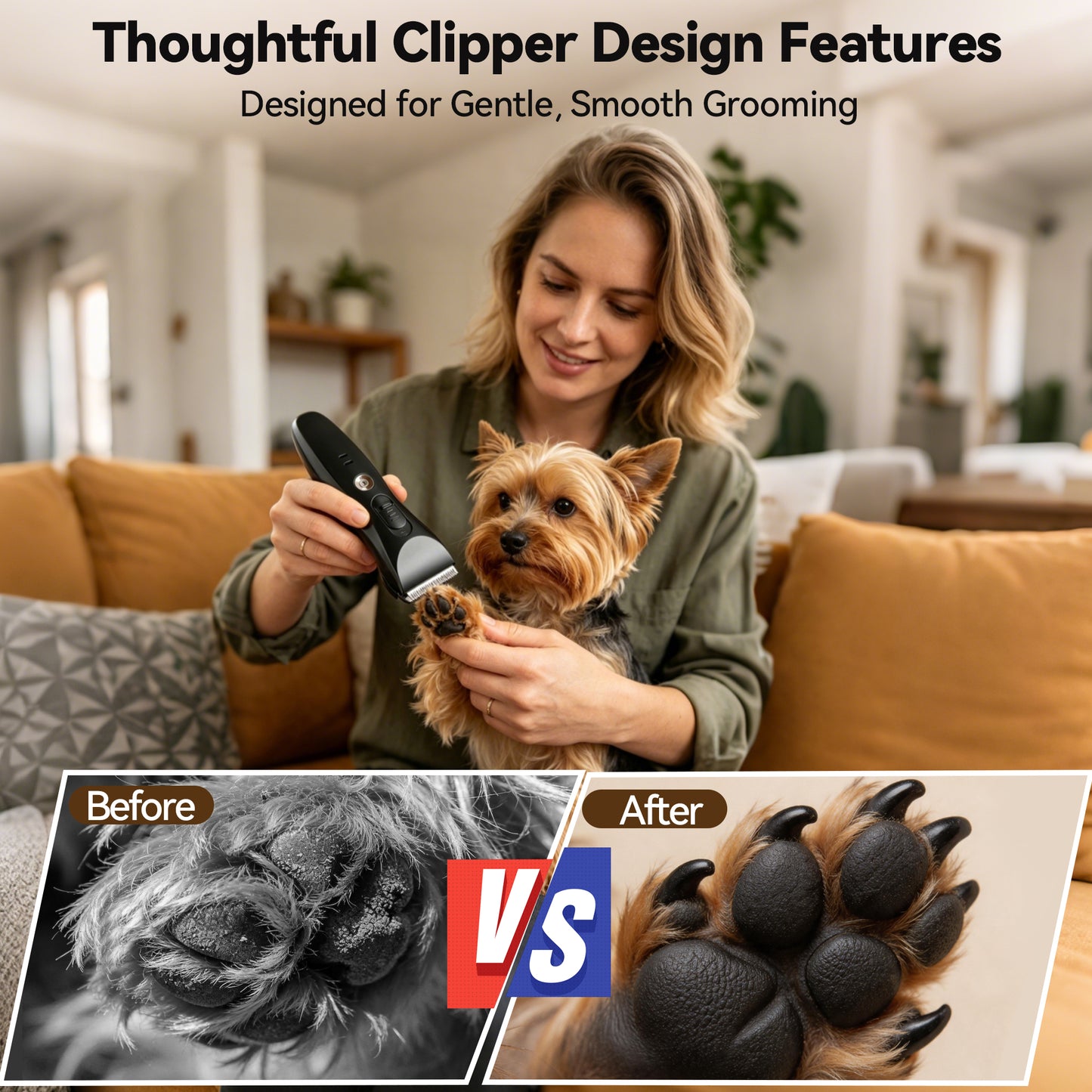 Twinsing Cordless Rechargeable Dog & Cat Hair Trimmer Clipper, Black