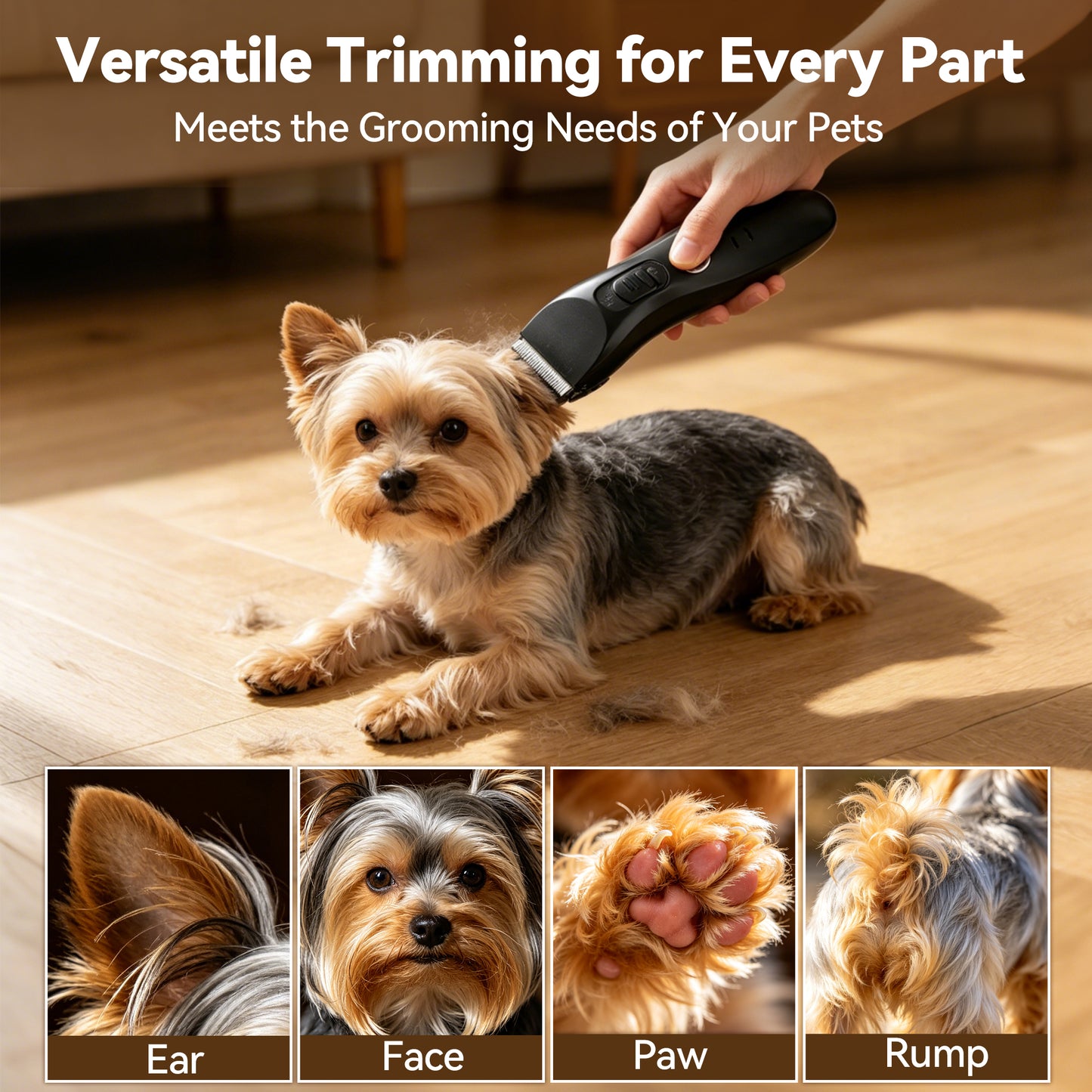 Twinsing Cordless Rechargeable Dog & Cat Hair Trimmer Clipper, Black