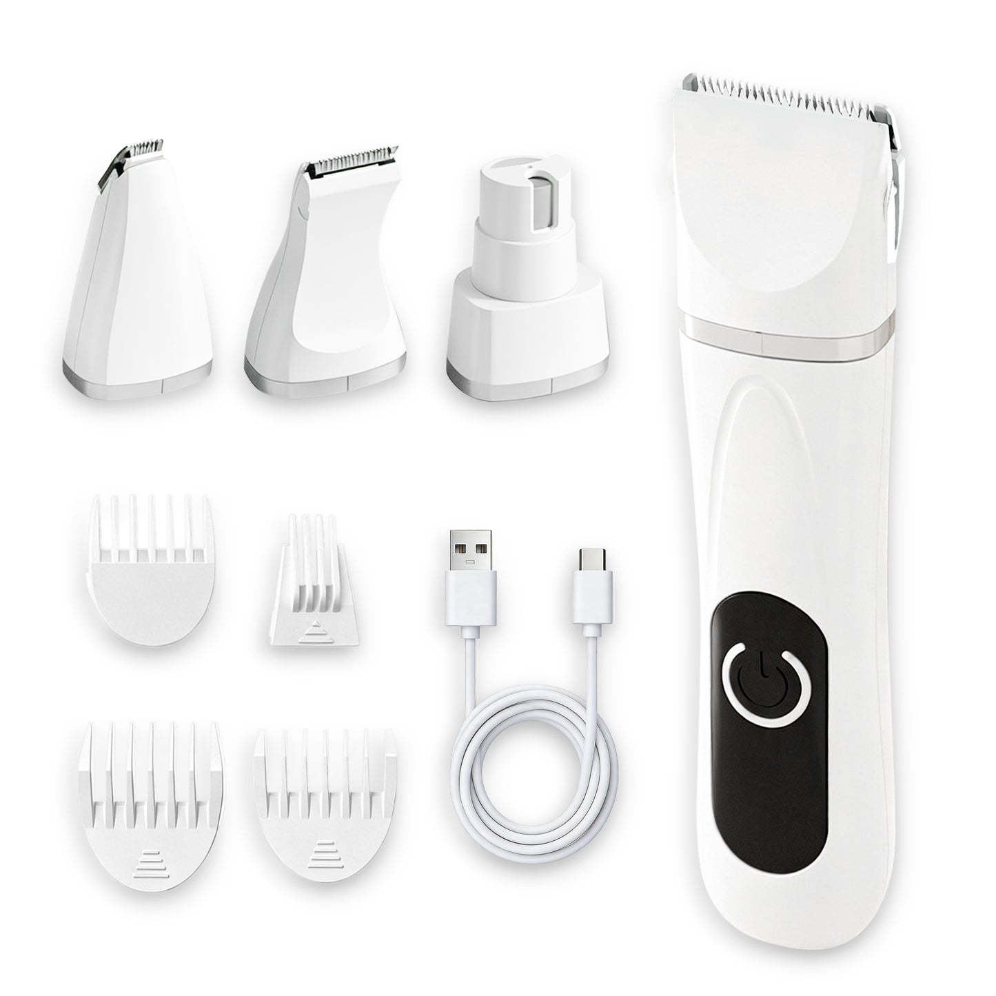 Twinsing 4-in-1 Cordless Quiet Hair Clipper Dog & Cat Grooming Kit with Nail Grinder & Rechargeable Paw Trimmer, White