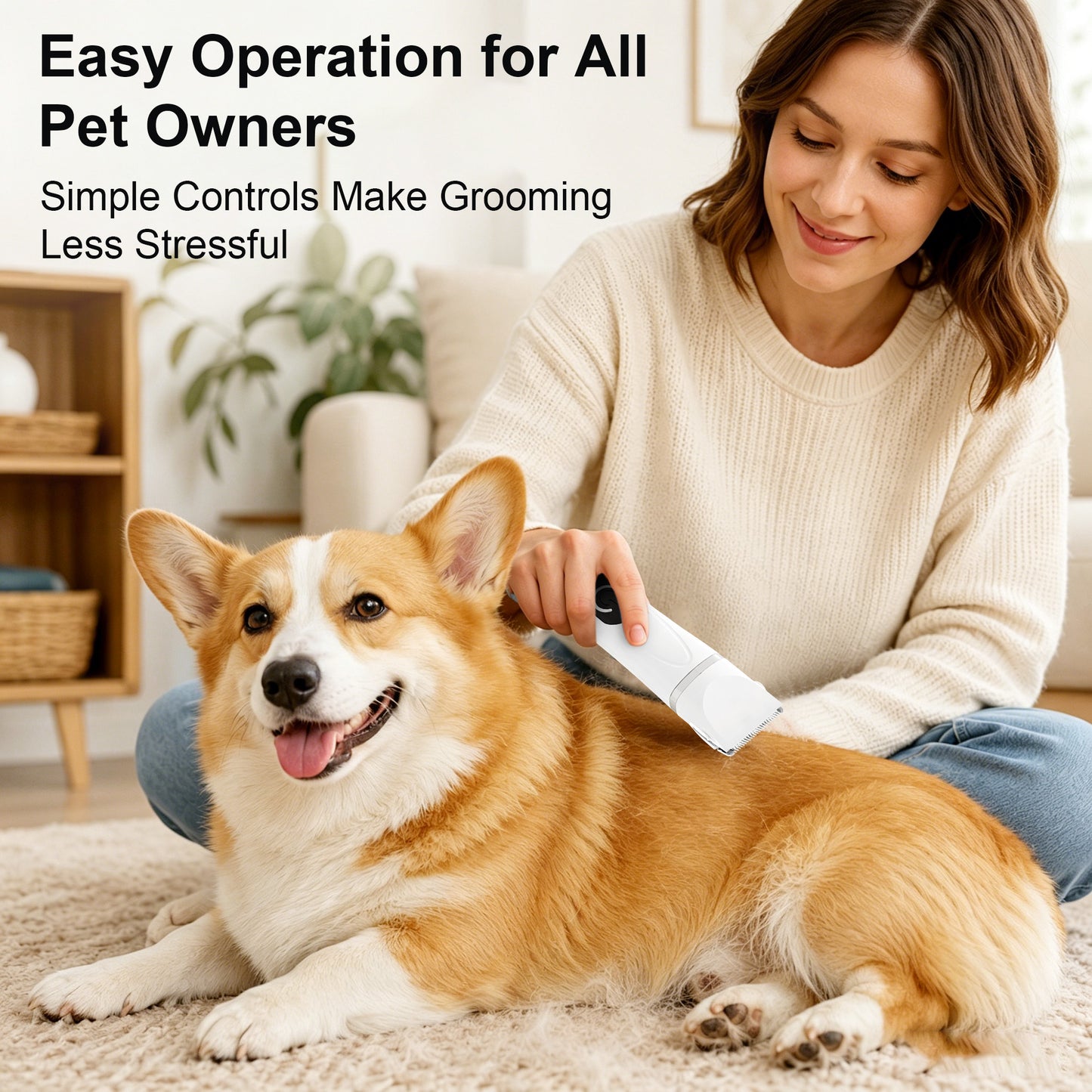 Twinsing 4-in-1 Cordless Quiet Hair Clipper Dog & Cat Grooming Kit with Nail Grinder & Rechargeable Paw Trimmer, White