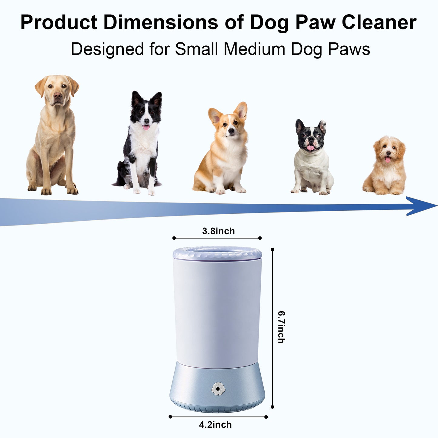 Twinsing Portable USB Rechargeable 2-Speed Detachable Soft Silicone Brush Dog & Cat Paw Washer Cup, Blue