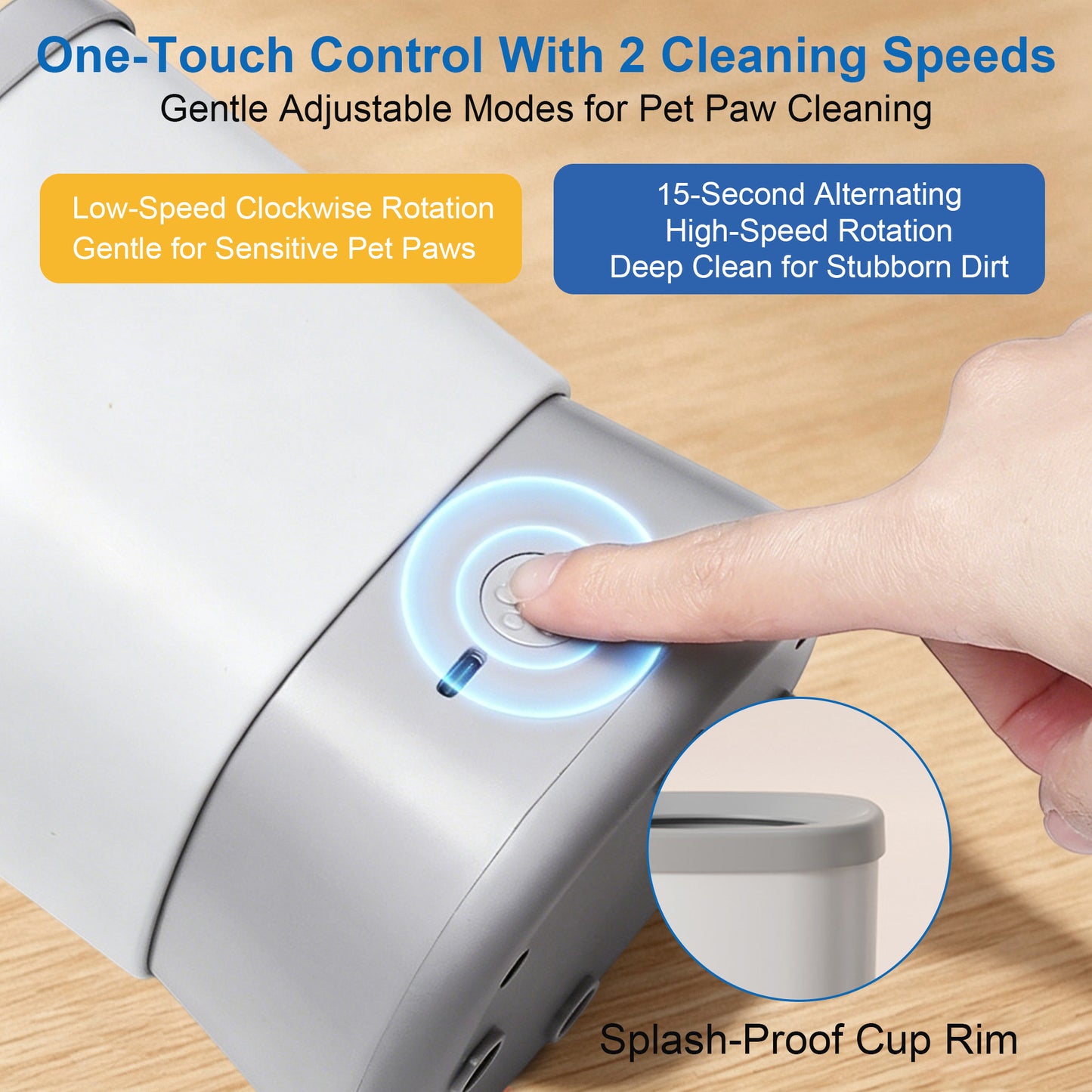 Twinsing 2 Speed Automatic Rechargeable Dog & Cat Foot Washer with Soft Brush, Grey