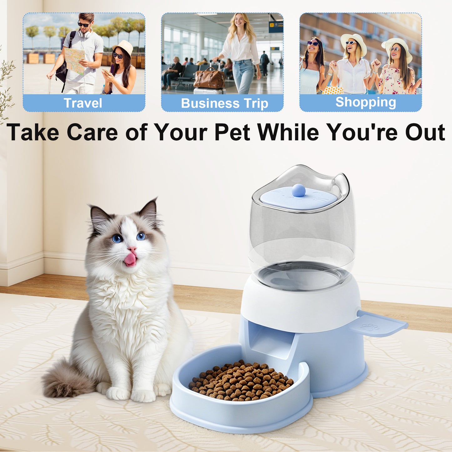 Twinsing Cat Feeder, Blue, 2-l