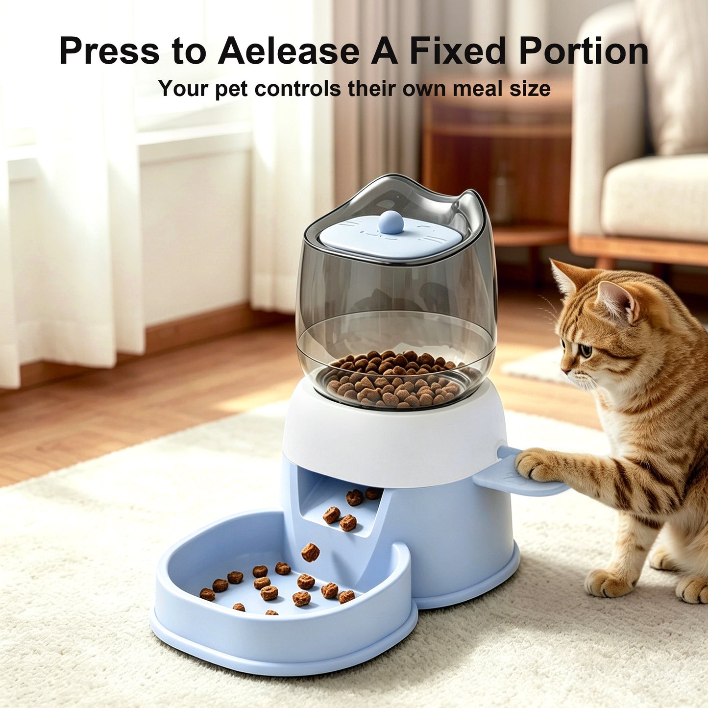 Twinsing Cat Feeder, Blue, 2-l
