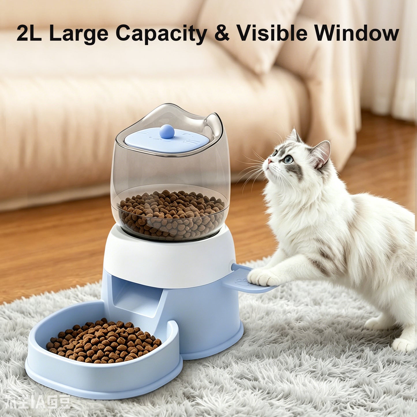 Twinsing Cat Feeder, Blue, 2-l