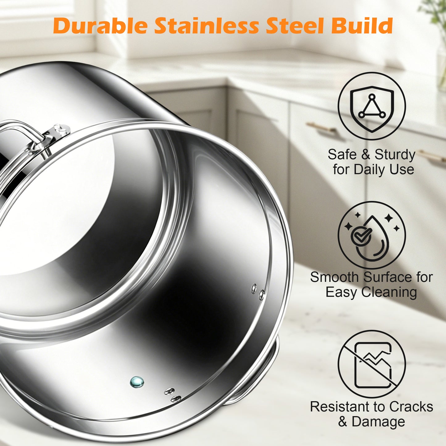 Newget Stainless Steel Dog Food Storage Container, Medium: 20-lb