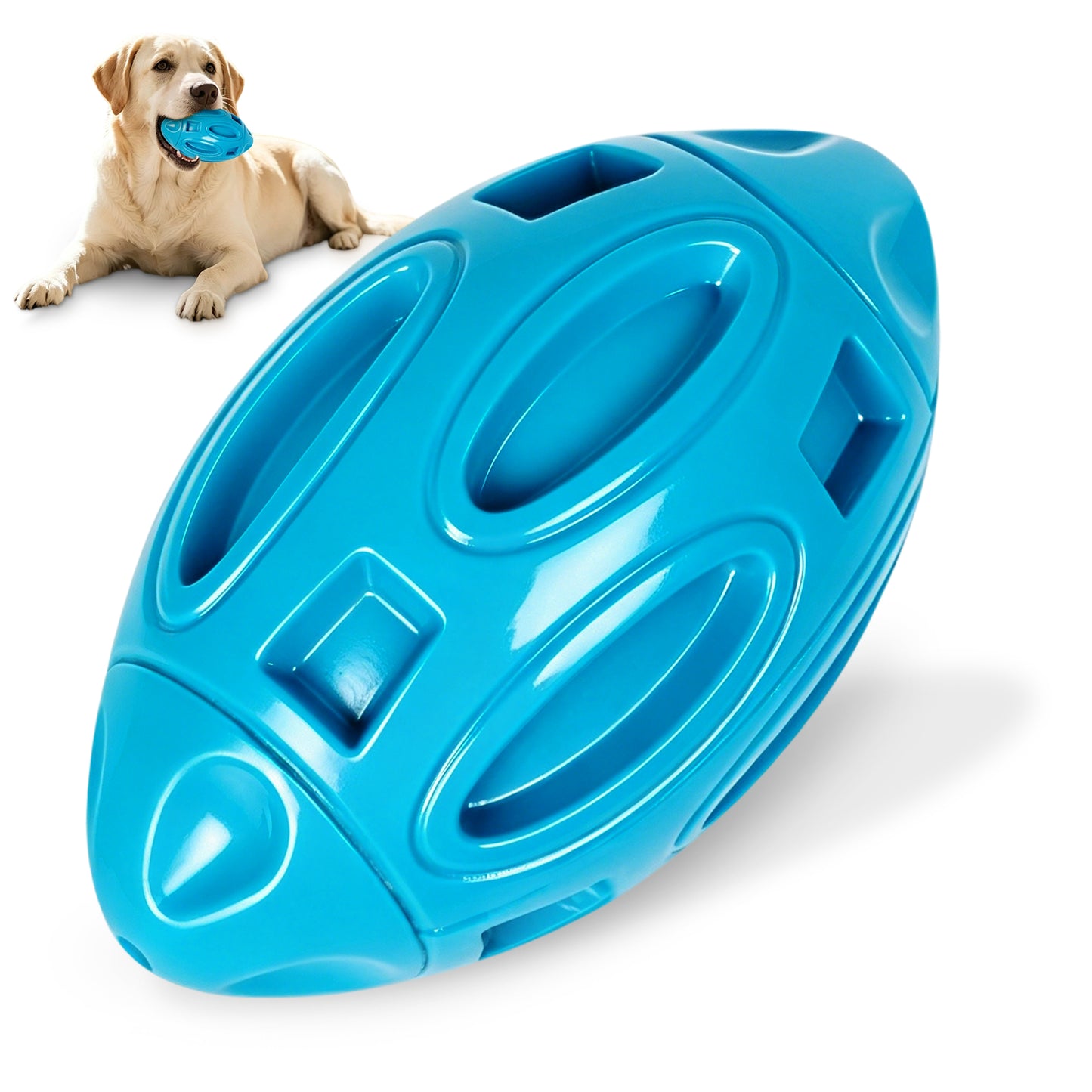 Newget Natural Rubber Ball Squeaky Dog Toy with Built-in Squeaker, Blue