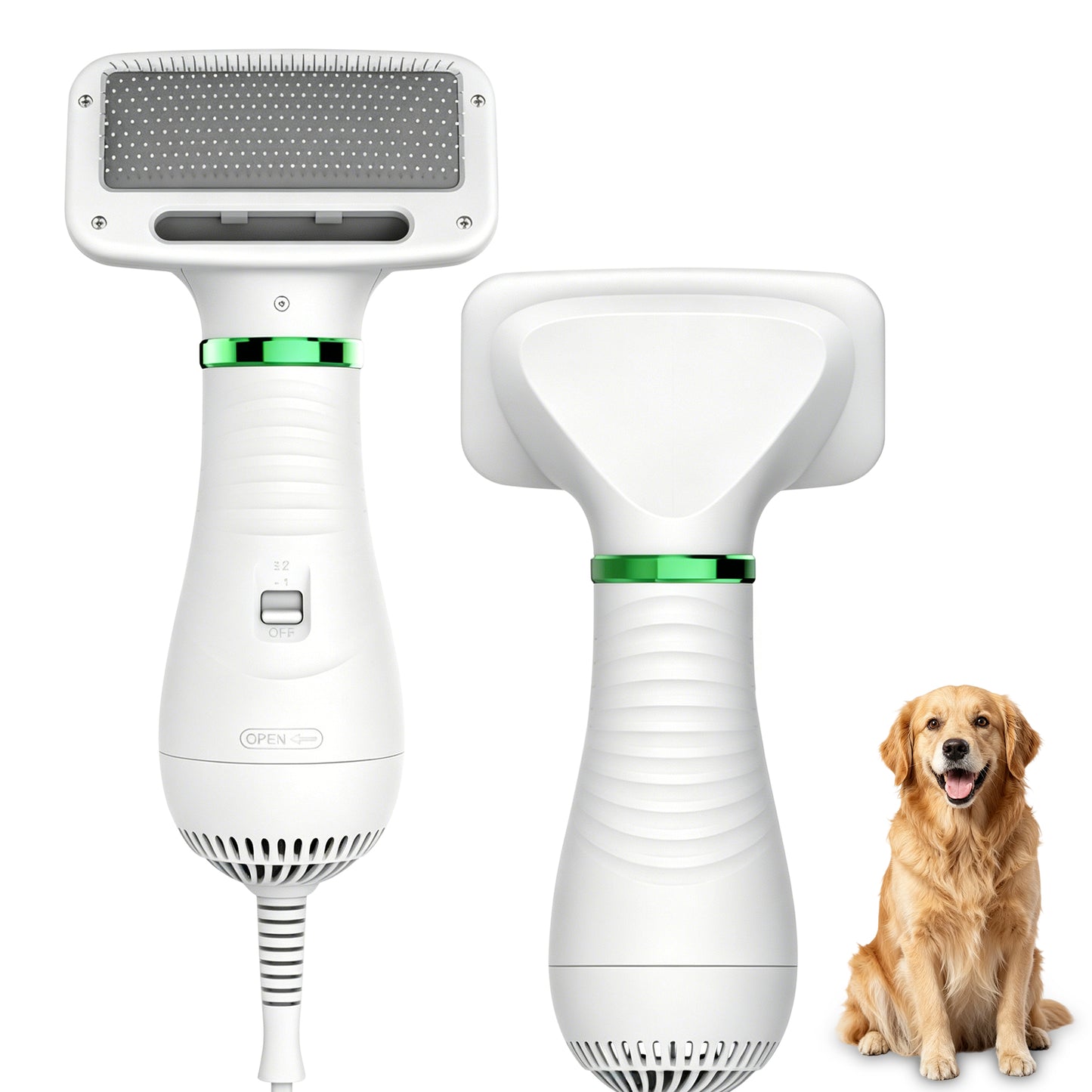 Newget 2-in-1 Constant Temperature Grooming Tool Dog & Cat Hair Dryer & Comb with Adjustable Wind, Temperature Gears, Detachable Anti-Tangle Grooming Brush & Lightweight Home Grooming Accessory