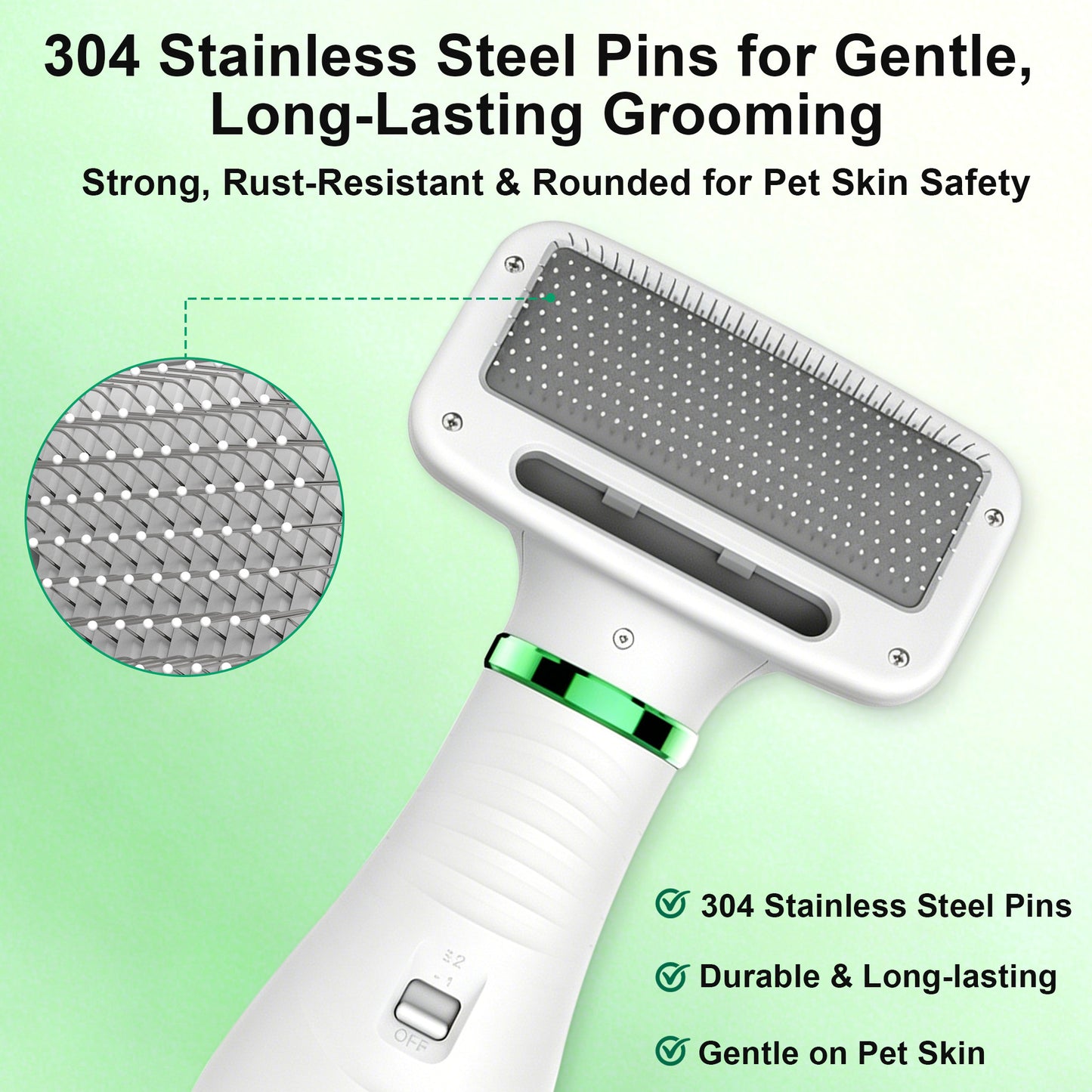 Newget 2-in-1 Constant Temperature Grooming Tool Dog & Cat Hair Dryer & Comb with Adjustable Wind, Temperature Gears, Detachable Anti-Tangle Grooming Brush & Lightweight Home Grooming Accessory