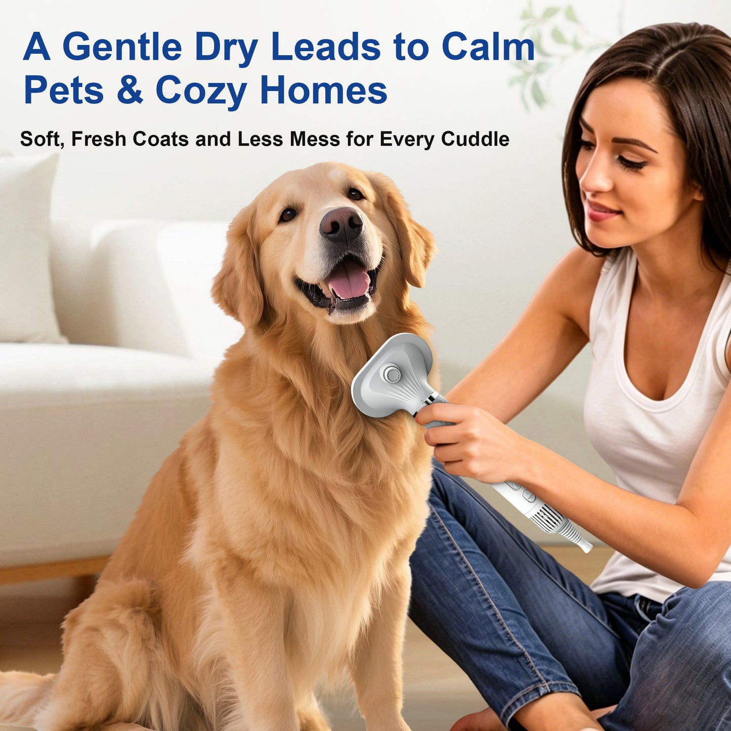 Newget 2-in-1 Cordless Smart Temp Control Dog & Cat Hair Dryer with Cold & Warm Air, 3 Wind Speed, Comb & Multiple Nozzle