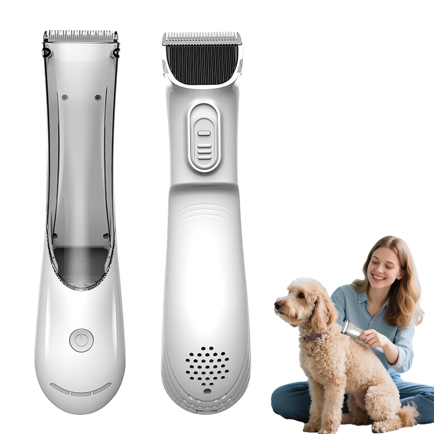 Newget Cordless Rechargeable Dog & Cat Hair Clipper with Ceramic Blade, Vacuum Function & 3 Speed Adjustable Low Noise Trimmer