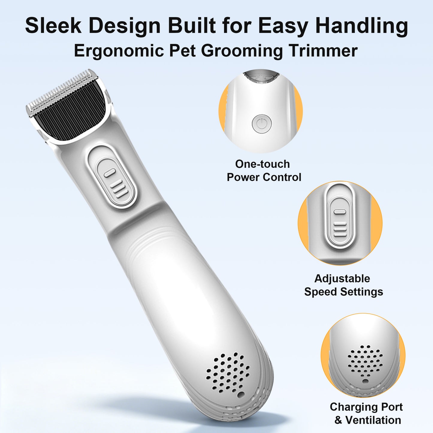 Newget Cordless Rechargeable Dog & Cat Hair Clipper with Ceramic Blade, Vacuum Function & 3 Speed Adjustable Low Noise Trimmer