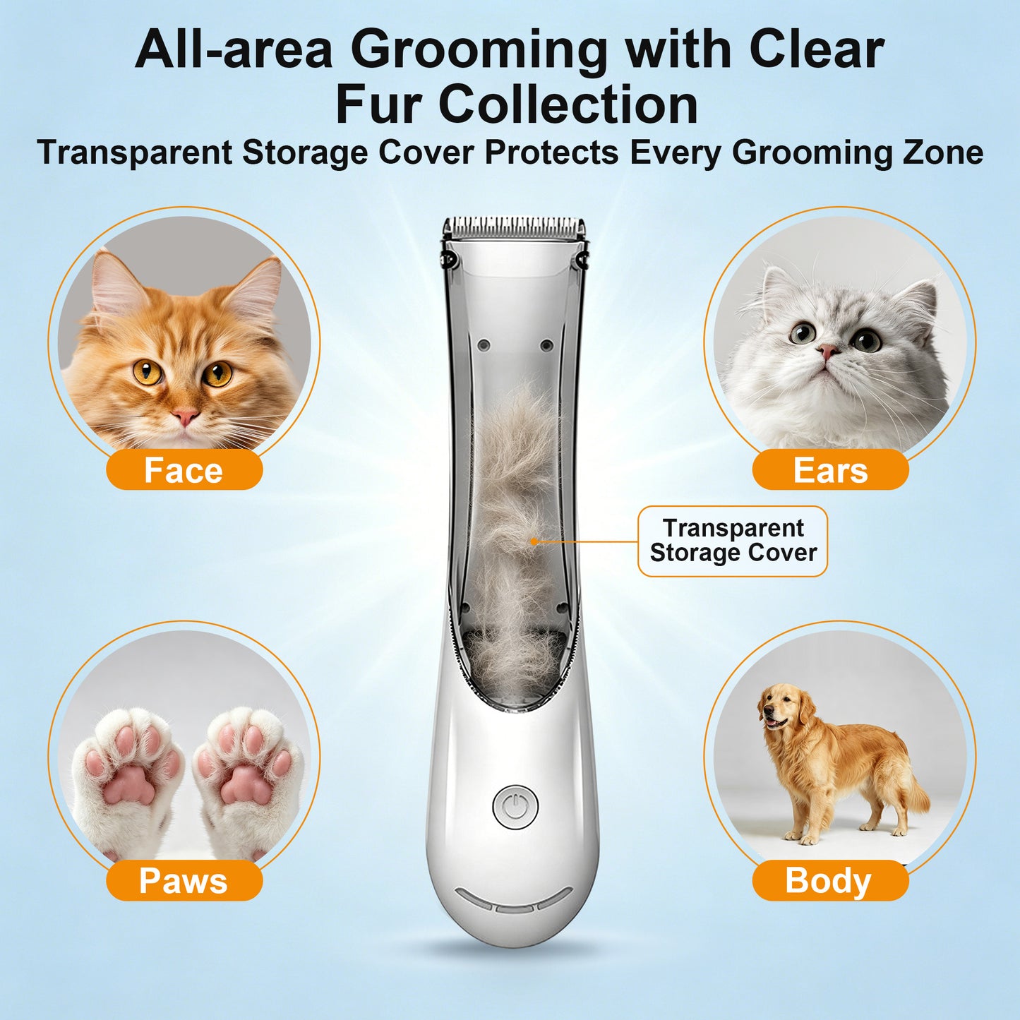 Newget Cordless Rechargeable Dog & Cat Hair Clipper with Ceramic Blade, Vacuum Function & 3 Speed Adjustable Low Noise Trimmer
