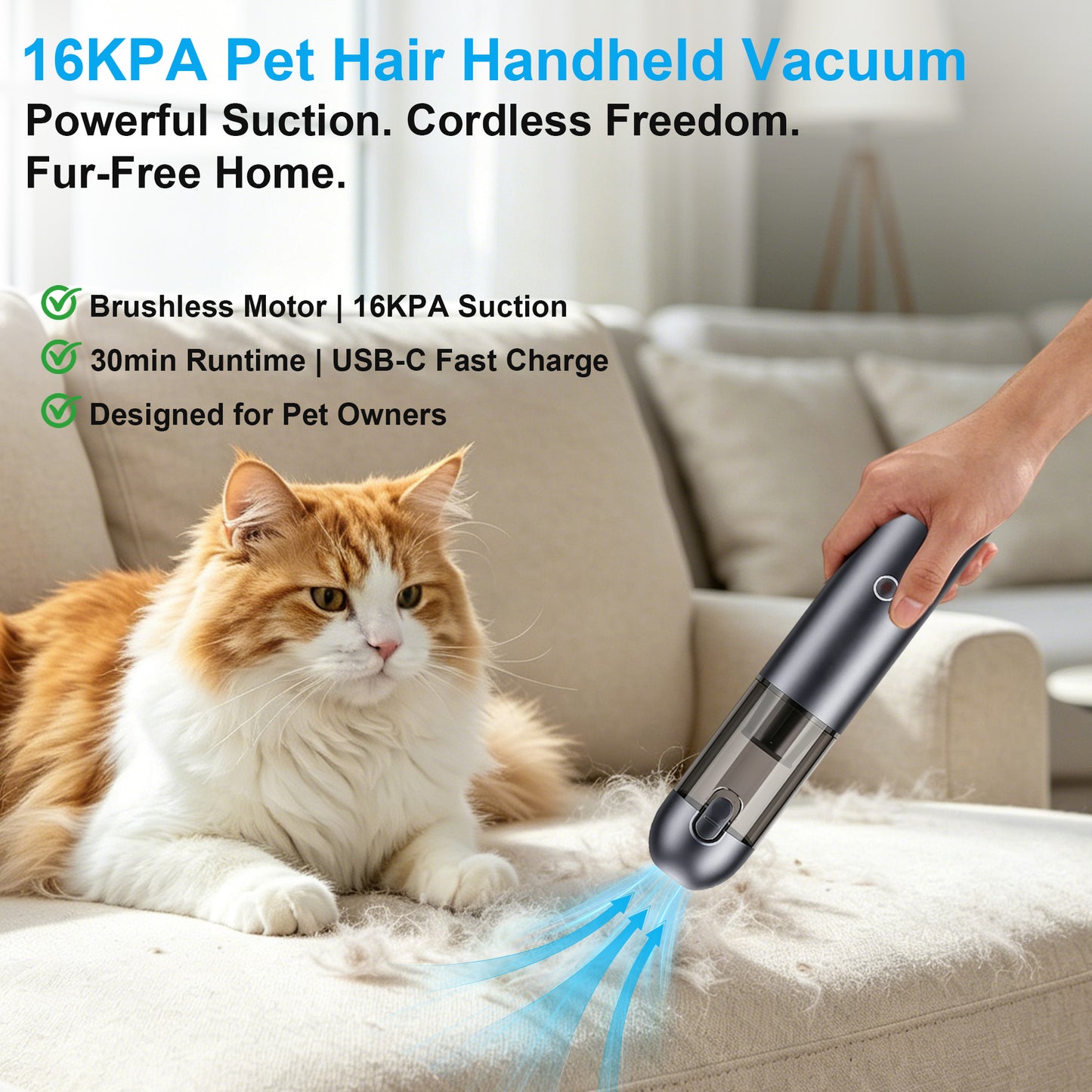 Newget 16KPA Pet Hair Handheld Vacuum Cleaner