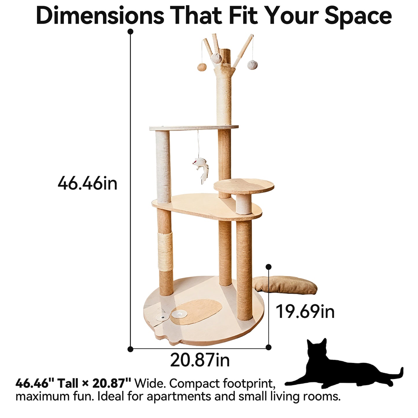 Newget Multi-Level Standing Tower Furniture, Perch Platform, Hanging Swing Bed Hammock & Sturdy Triangular Plush Cat Tree with Sisal Scratching Post