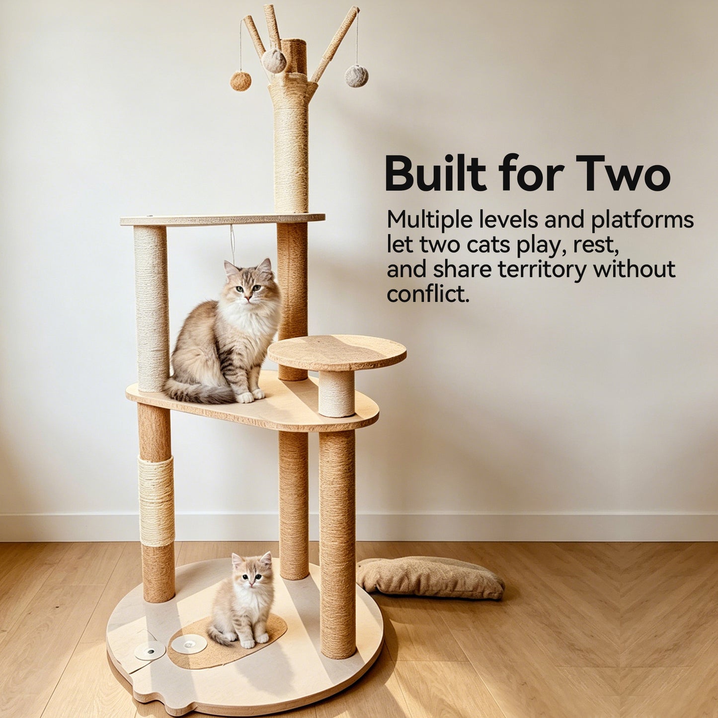 Newget Multi-Level Standing Tower Furniture, Perch Platform, Hanging Swing Bed Hammock & Sturdy Triangular Plush Cat Tree with Sisal Scratching Post