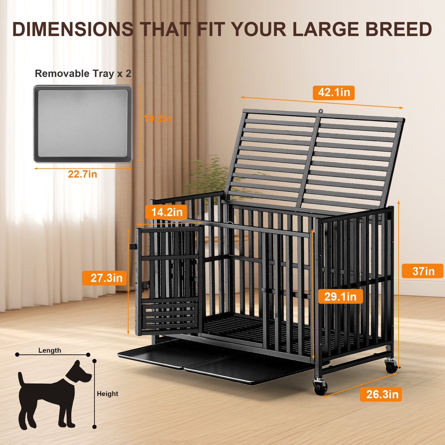 Newget Indoor & Outdoor Heavy Duty Dog Crate, Medium: 42 inch
