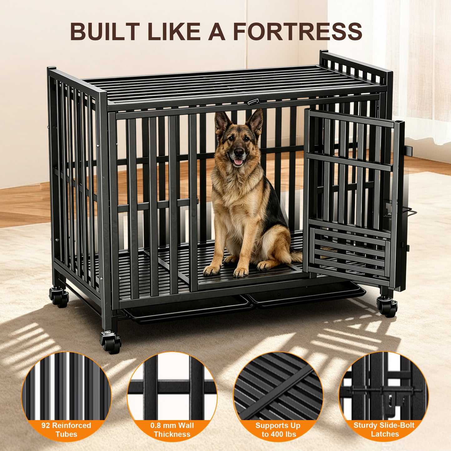 Newget Indoor & Outdoor Heavy Duty Dog Crate, Medium: 42 inch